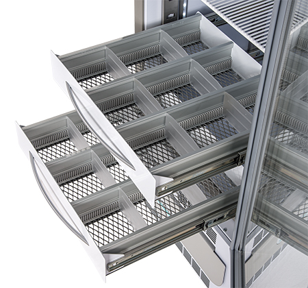 Pull-out aluminum drawer with dividers for models 600 2T-1